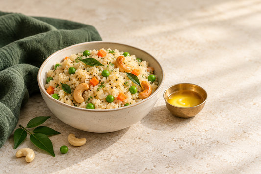 AI-generated illustration: Vegetable Upma with Ghee: A Small-Batch Breakfast