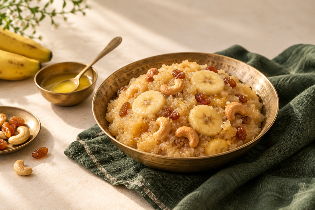 Maharashtrian Banana Sheera Recipe with A2 Ghee