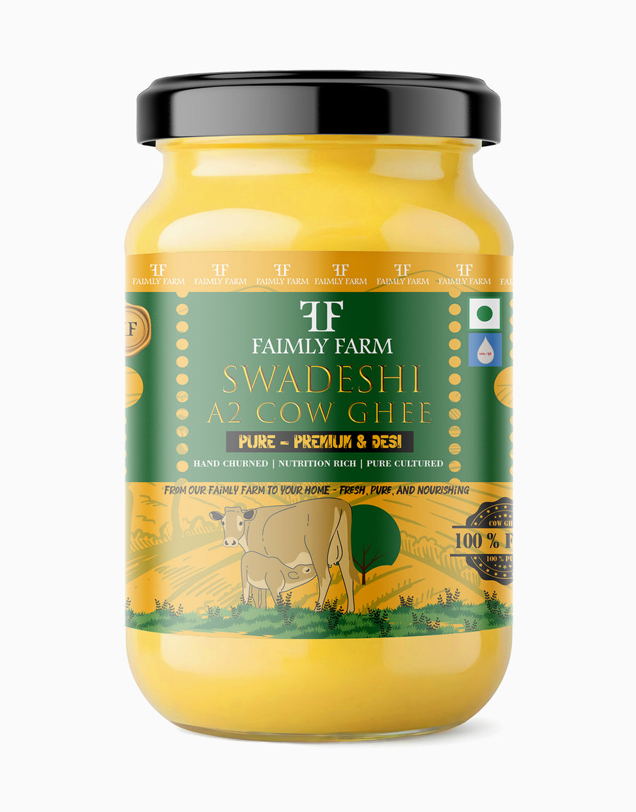 Faimly Farm A2 Swadeshi Cow Ghee Made from Pure Cultured Curd – A2 Cow Ghee