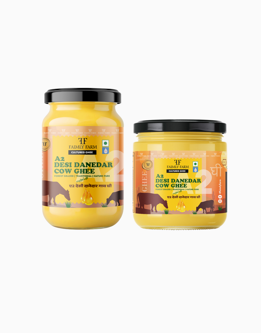 Faimly Farm Desi Danedar A2 Cow Ghee Forest Grazed HomeSaver Pack – A2 Ghee Combo