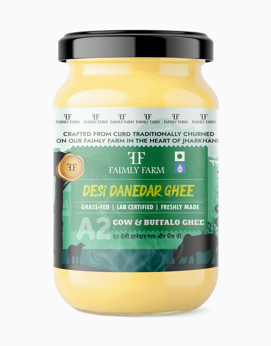 Faimly Farm Desi Danedar A2 Cow & Buffalo Blend Ghee Grazed – A2 Cow & Buffalo Blend Ghee