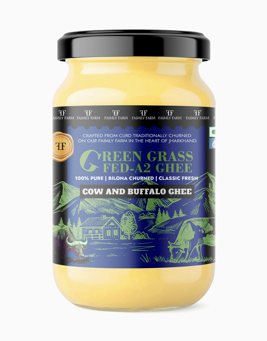 Faimly Farm Green Grass-Fed A2 Cow & Buffalo Blend Ghee – A2 Cow & Buffalo Blend Ghee