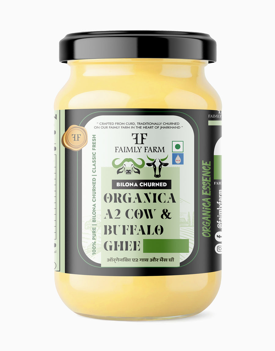 Faimly Farm Organica A2 Cow and Buffalo Blend Ghee Bilona Churned – A2 Cow & Buffalo Blend Ghee