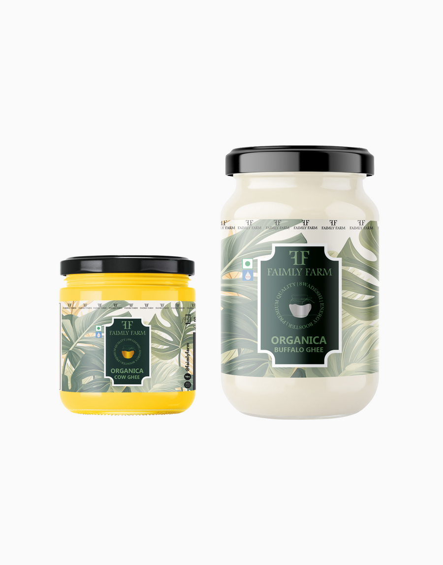 Faimly Farm Organica Cow Ghee Kitchen Duo Pack – Cow Ghee, Buffalo Ghee