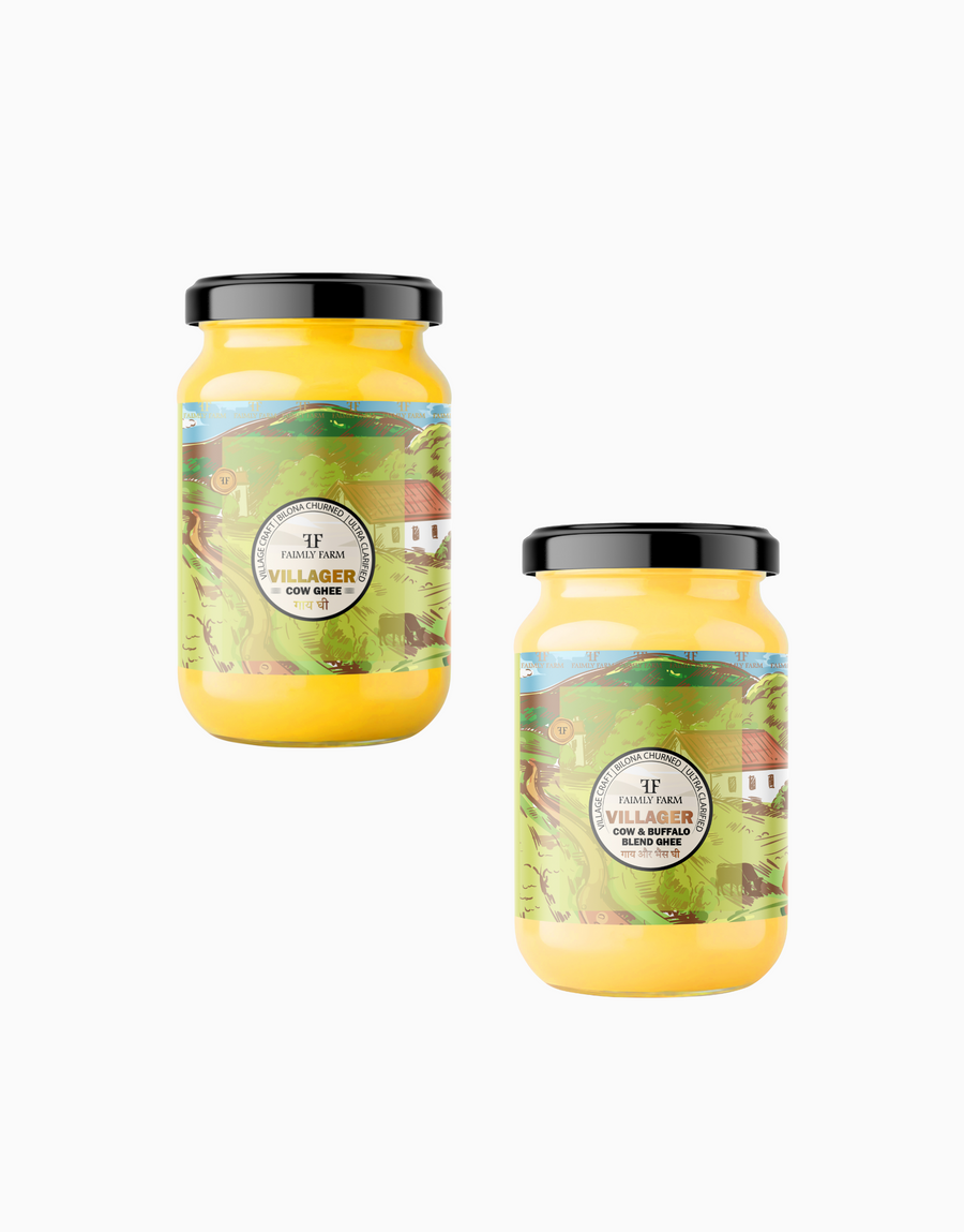 Faimly Farm Villager Cow Ghee Combo Ghee Pack – Cow Ghee, Cow & Buffalo Blend Ghee